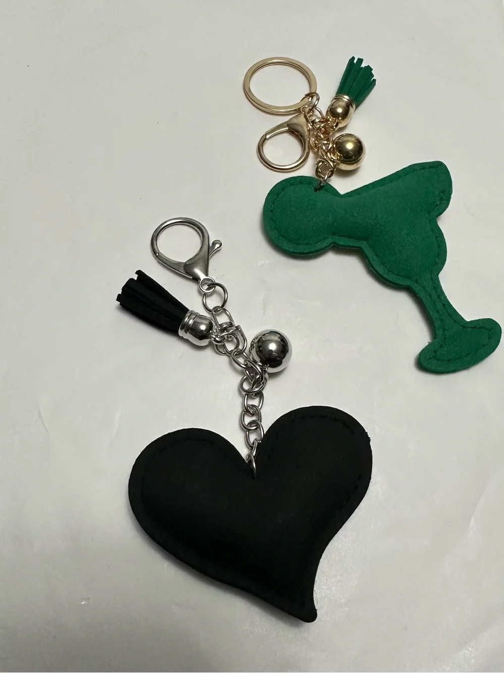 Crystal-Embellished Margarita Keychain and Heart bag charms